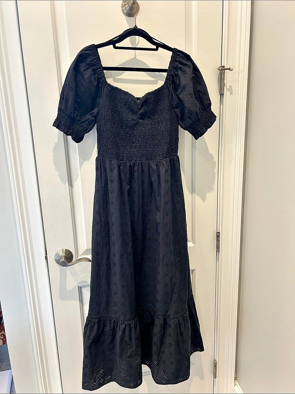 Lost + Wander Floral Smocked Maxi Dress in Black Size Medium